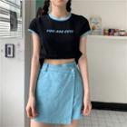 Short-sleeve Lettering T-shirt / Mini A-line Skort