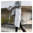 Slit-back Plaid Knit Skirt Gray - One Size