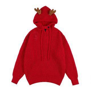 Elk Horn Accent Hooded Sweater