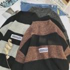 Letter Patch Stripe Sweater