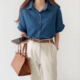 Cuffed-sleeve Denim Shirt