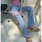 Wide-leg Cut-out Jeans
