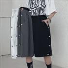 Side Button Wide-leg Shorts