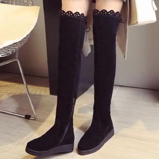 Lace-trim Platform Over-the-knee Boots