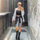High-rise Checkered Biker Leggings Black - One Size