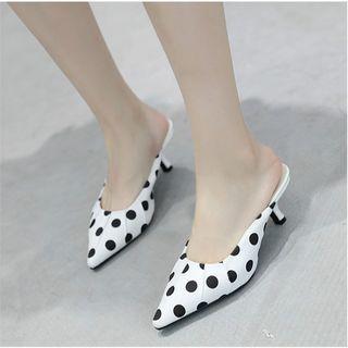 Dotted Kitten Heel Mules