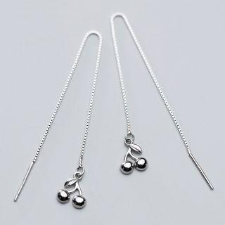 925 Sterling Silver Cherry Dangle Earring 1 Pair - S925 Silver - Threader Earrings - One Size