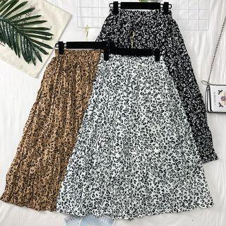 Leopard-print Chiffon A-line Skirt