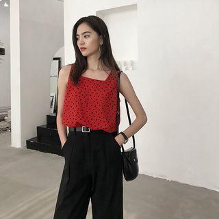 Square-neck Dotted Chiffon Vest