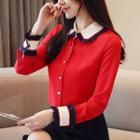 Frill-trim Color Block Shirt