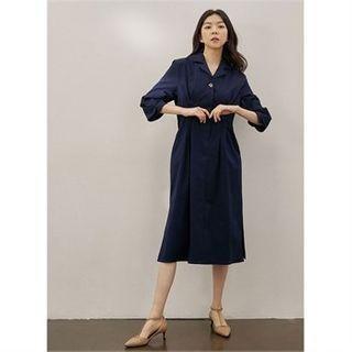 Pintuck-waist Tie-back Shirtdress