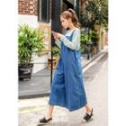 Wide-leg Denim Suspender Jumpsuit