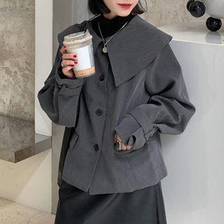 Sailor Collar Open-placket Button Jacket