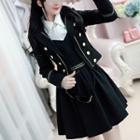 Set: Open Front Blazer + Spaghetti Strap A-line Dress