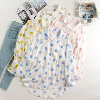 Polka-dot Loose-fit Long-sleeve Shirt