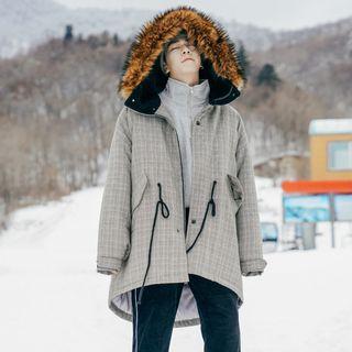 Plaid Furry Hood Parka