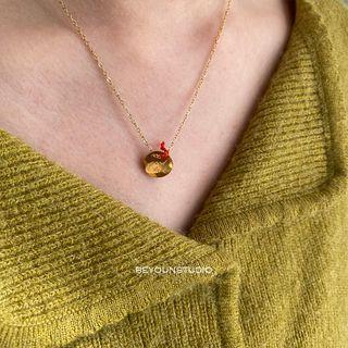 Lettering Disc Pendant Necklace E346 - Gold - One Size