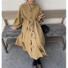 Long-sleeve Single Breasted Trench Coat As Shown In Figure - One Size