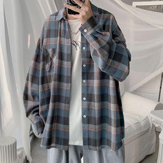 Pocket-front Gingham Oversized Shirt