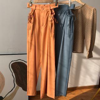 High-waist Cutout Straight-cut Pants