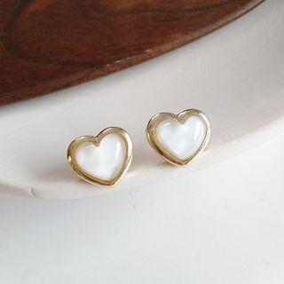 Alloy Heart Earring 1 Pair - S925 Silver Needle - Stud Earrings - One Size