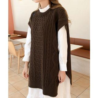 Cap-sleeve Cable-knit Top