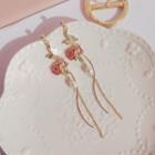 Rose Butterfly Faux Pearl Alloy Fringed Earring 1 Pair - Silver Stud - Gold - One Size