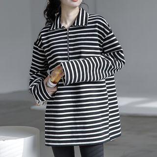 Half-zip Striped T-shirt