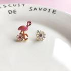 Non-matching Alloy Flamingo Flower Earring 1 Pair - Earring - One Size