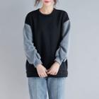 Panel Round-neck Puff-sleeve Sweatshirt