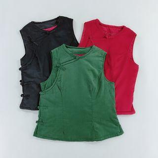 Frog-button Corduroy Vest