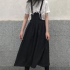Short-sleeve Shirt / Suspender Midi Dress