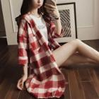 3/4-sleeve Check Shirt Jacket