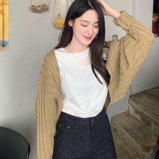 Open-front Ribbed Bolero