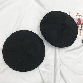 Plain Beret Hat Black - One Size