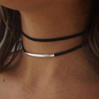 Alloy Velvet Layered Choker