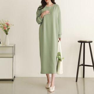 Plain Slit-side Maxi T-shirt Dress
