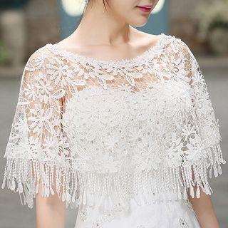Fringed Lace Wedding Capelet