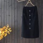 Buttoned Midi Skirt Black - One Size