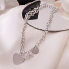 Alloy Heart Pendant Necklace Love Heart - One Size