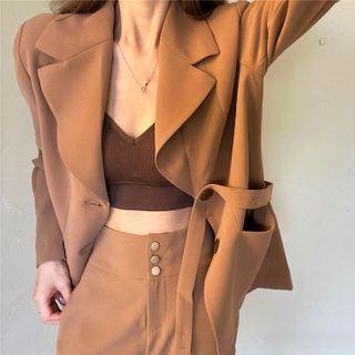 Plain Blazer / Mini A-line Skirt / High-waist Dress Pants