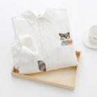 Raccoon Embroidered Fleece-lined Shirt