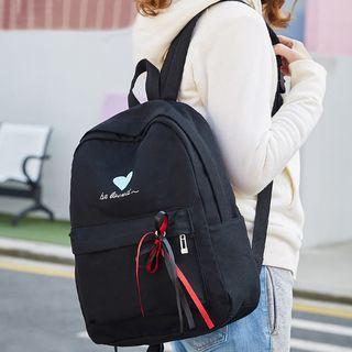 Canvas Heart Print Backpack