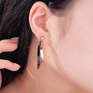 Rhinestone Fringed Earring 467 - Stud Earring - One Size