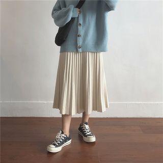 Knit Accordion Pleat Midi Skirt