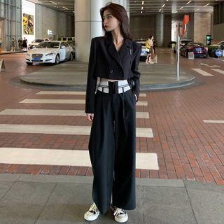Double Breasted Cropped Blazer / Dress Pants