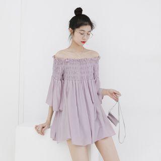 Off Shoulder Trumpet-sleeved Top