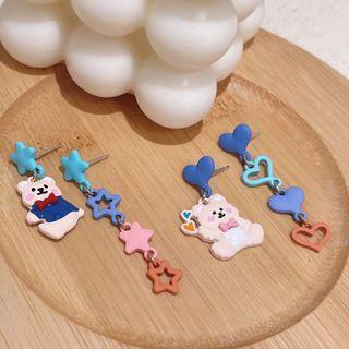 Bear / Star / Heart Asymmetrical Glaze Dangle Earring