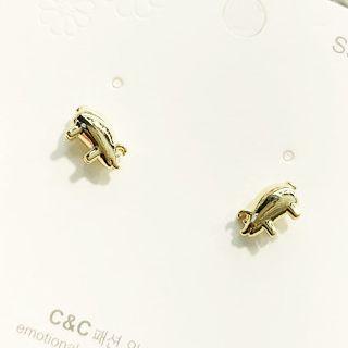 Polished Alloy Pig Earring Gold - One Size