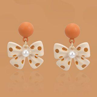 Polka Dot Bow Dangle Earring
